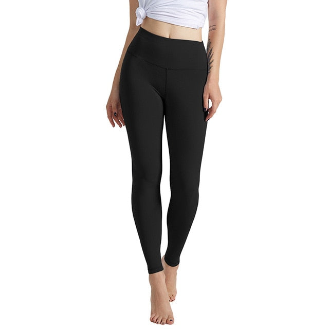 Solid Yoga Pants High Waist Athletic Fitness Leggings - PUPU