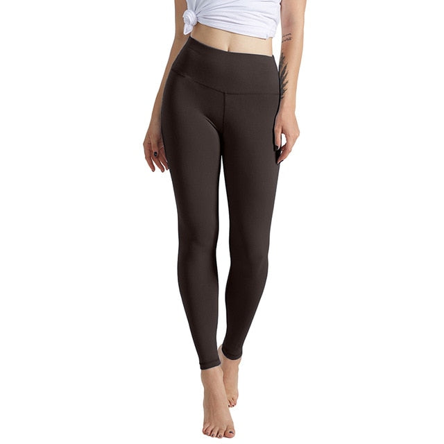 Solid Yoga Pants High Waist Athletic Fitness Leggings - PUPU