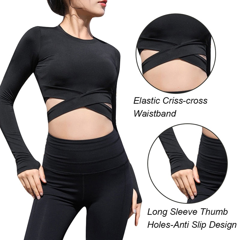 Women Long Sleeve Quick Dry Yoga Shirts - PUPU