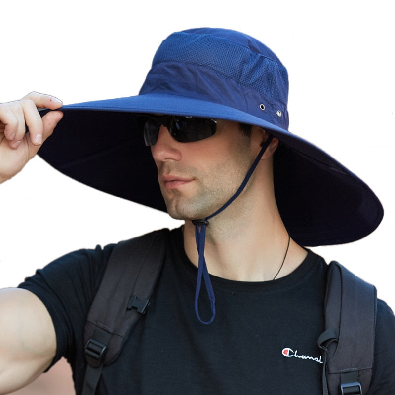 Super Wide Fisherman Hat Solid Waterproof Sun Hat Fishing Cap - PUPU