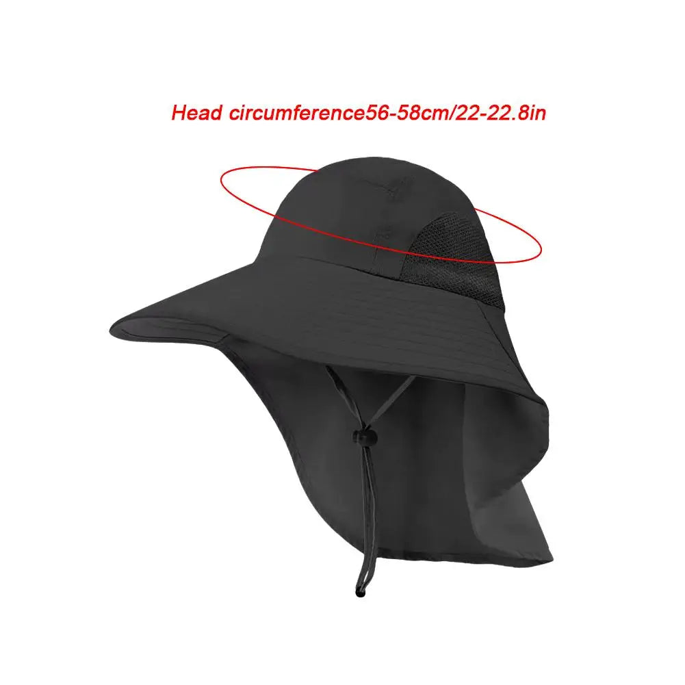 Wide Brim Sun Hat with Neck Flap UPF 50+ Hiking Fishing Hat