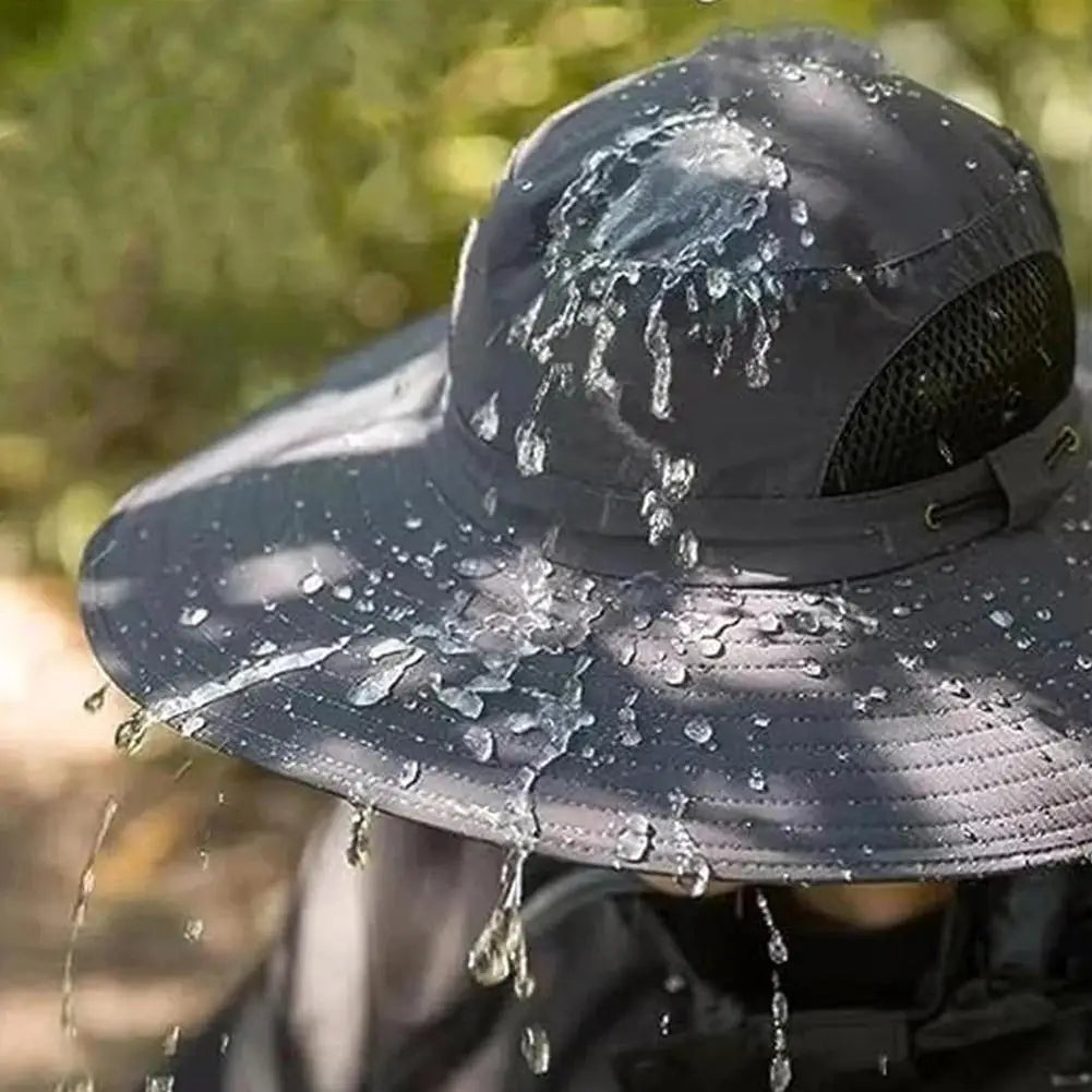 Wide Brim Sun Hat with Neck Flap UPF 50+ Hiking Fishing Hat