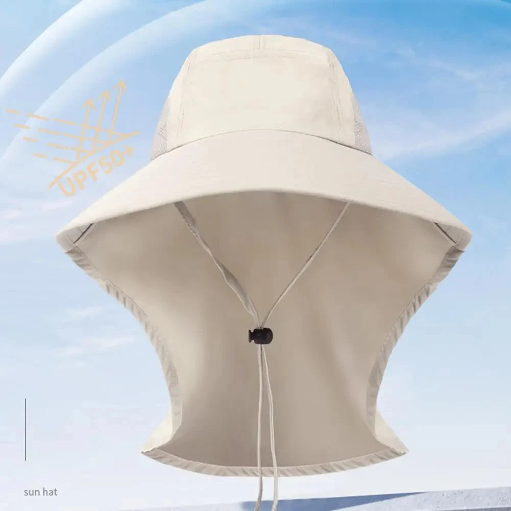 Wide Brim Sun Hat with Neck Flap UPF 50+ Hiking Fishing Hat