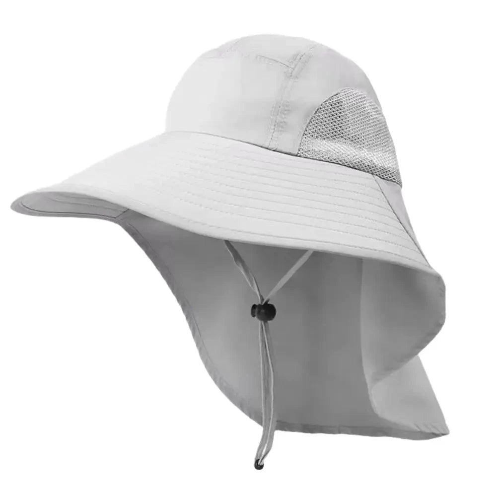 Wide Brim Sun Hat with Neck Flap UPF 50+ Hiking Fishing Hat