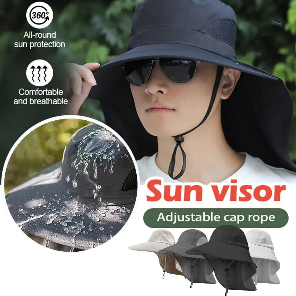 Wide Brim Sun Hat with Neck Flap UPF 50+ Hiking Fishing Hat