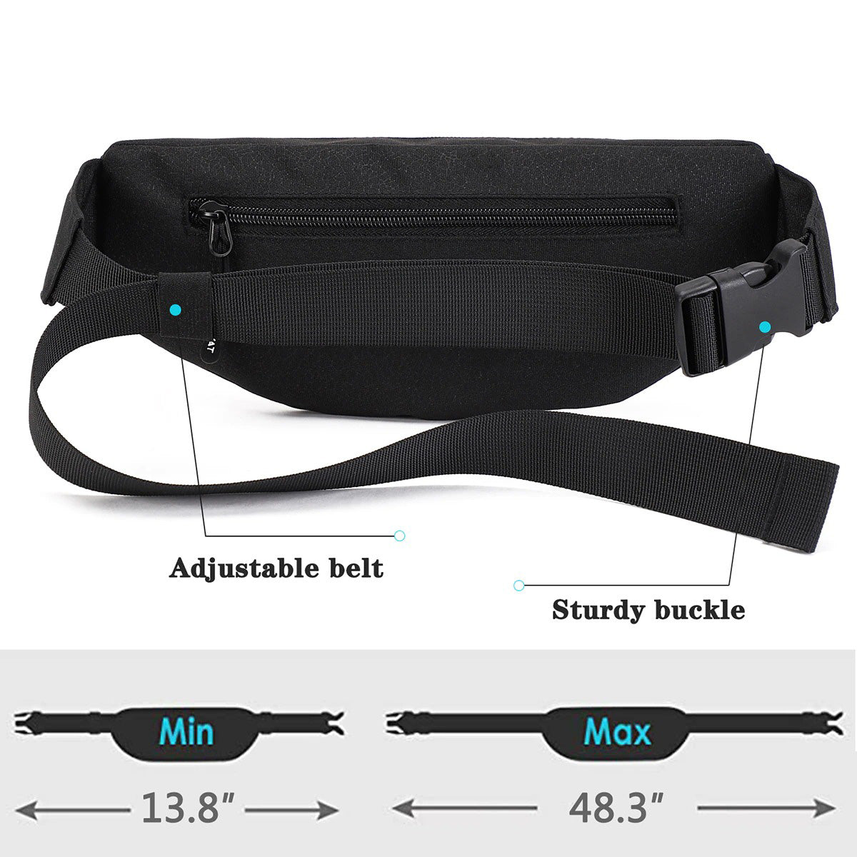 Waist Bag Running Cycling Pack Casual Purse Large Phone Belt Bag - PUPU