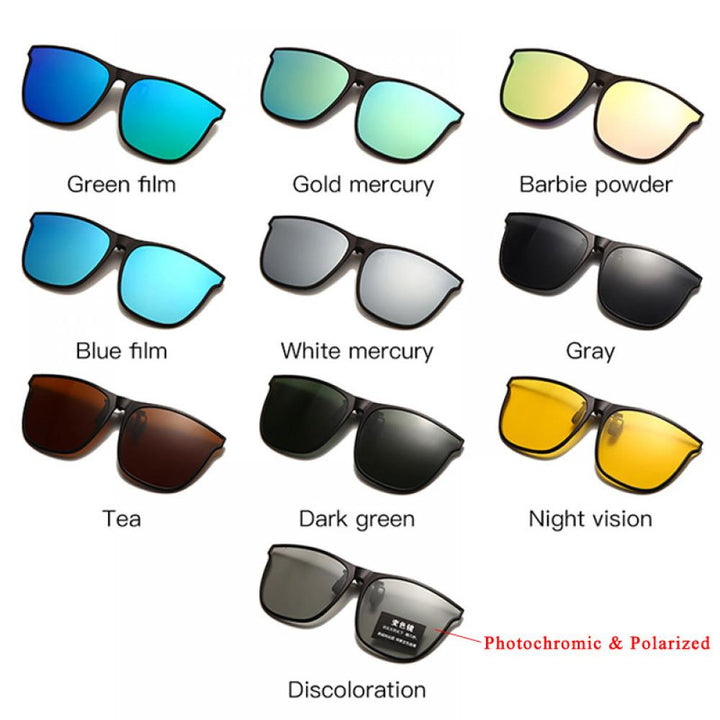 Polarized Clip-On Sunglasses Men Photochromic Car Driver Goggles - PUPU