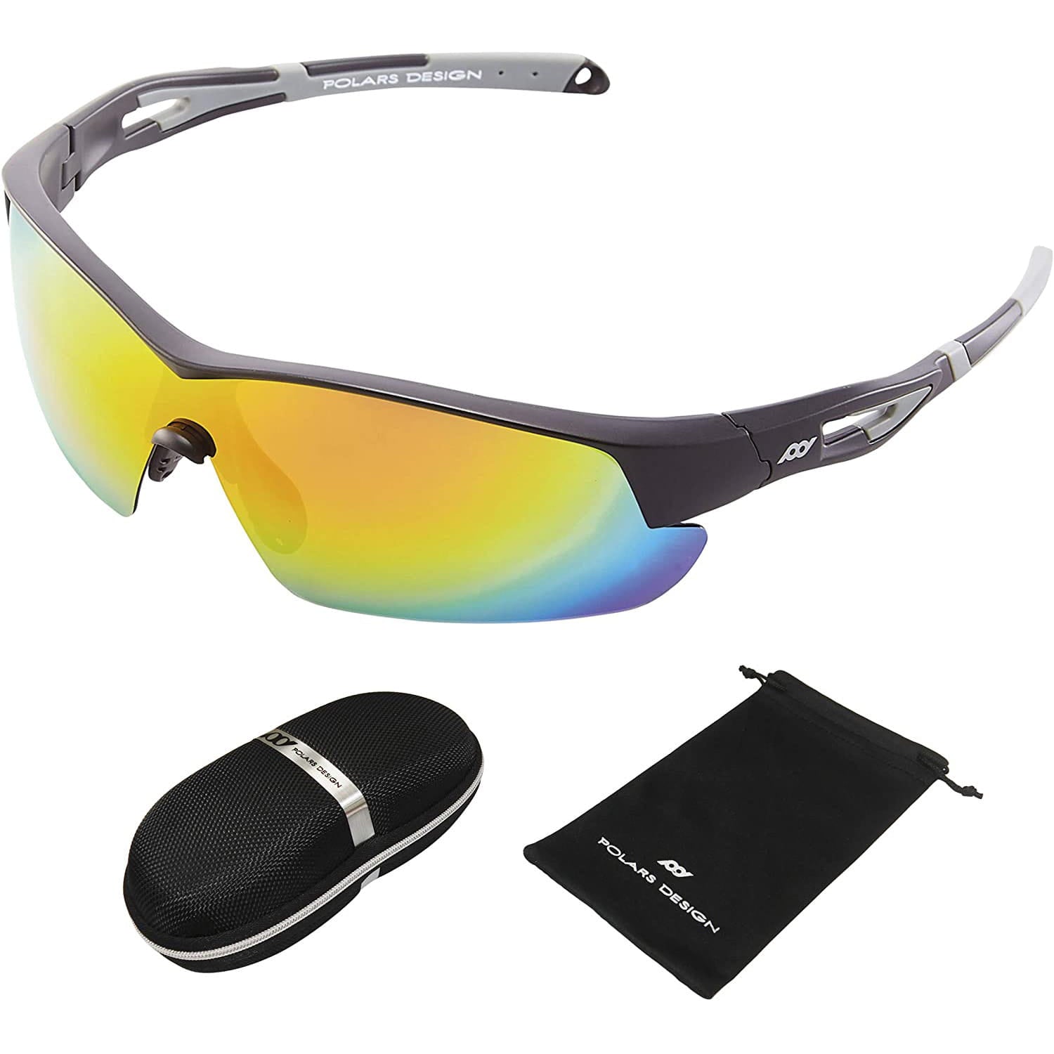 Polarized Sports Sunglasses UV Protection for Running Cycling, Black Grey