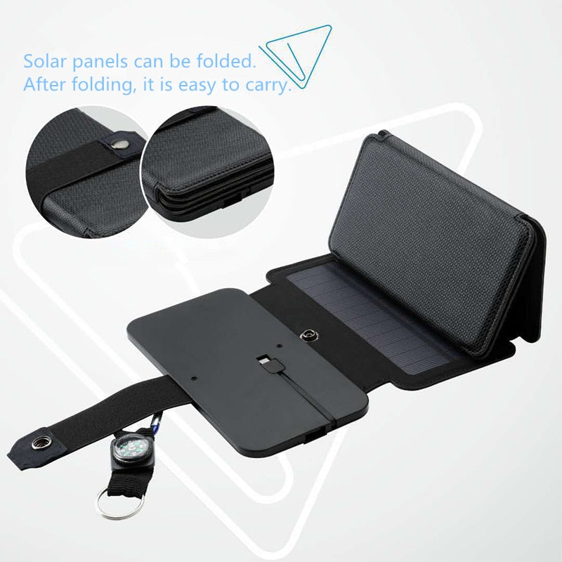 Portable Solar Charger Folding 10W Solar Cells 5V 2.1A USB Output - PUPU