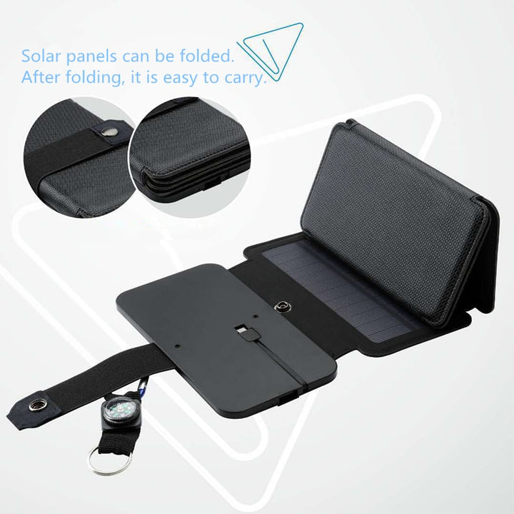 Portable Solar Charger Folding 10W Solar Cells 5V 2.1A USB Output - PUPU