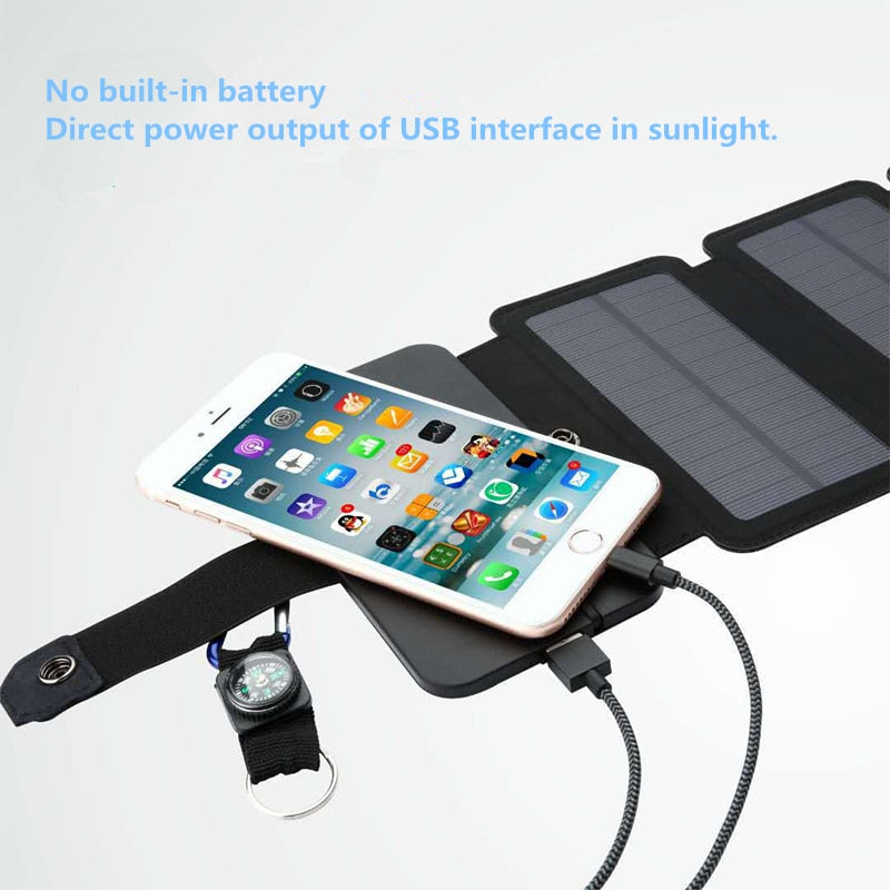 Portable Solar Charger Folding 10W Solar Cells 5V 2.1A USB Output - PUPU