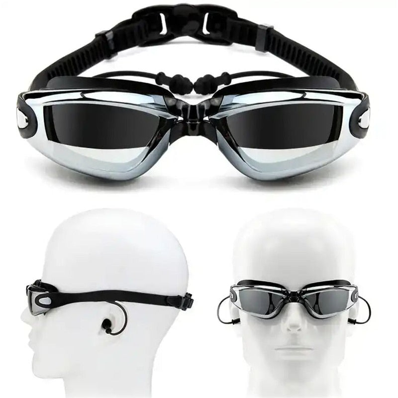 Adult Anti Fog Swimming Goggles with Earplug UV Protection for Men Women - PUPU
