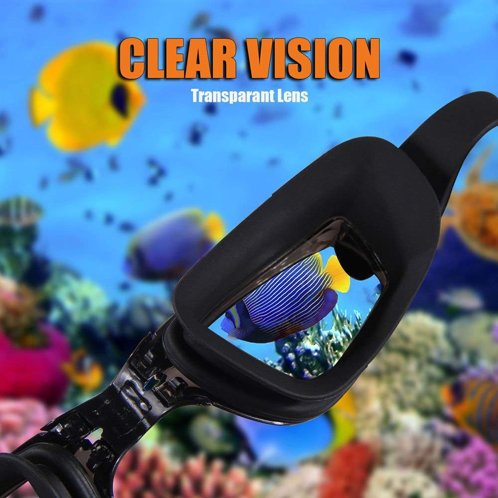 Swimming Goggles Anti-Fog with Nose Clip, Earplugs and Swimming Cap - PUPU