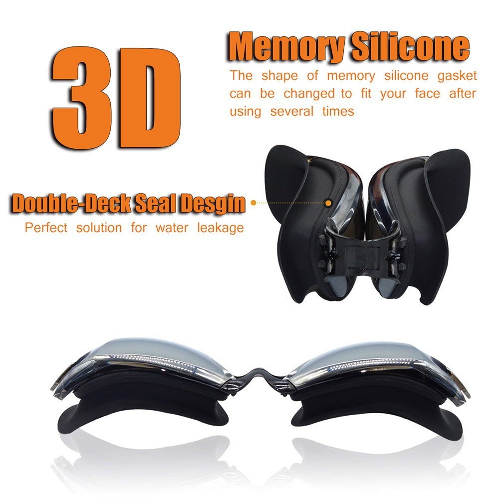 Swimming Goggles Anti-Fog with Nose Clip, Earplugs and Swimming Cap - PUPU