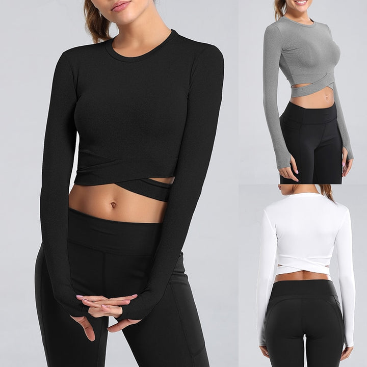 Women Long Sleeve Quick Dry Yoga Shirts - PUPU