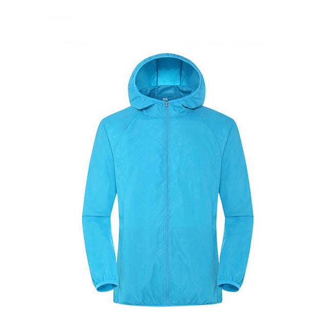 Men Women Waterproof Rain Jacket Sun Protection Hoodie - PUPU