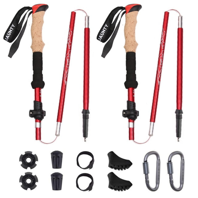 Foldable Carbon Fiber Trekking Pole Ultralight Hiking Sticks 2Pcs - PUPU