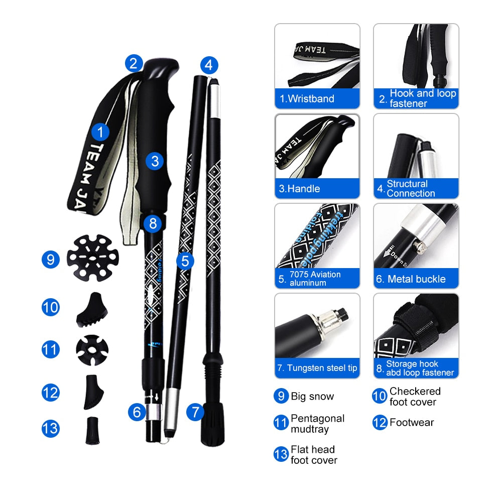 Foldable Aluminum Ultralight Trekking Poles  Hiking Sticks 2Pcs - PUPU