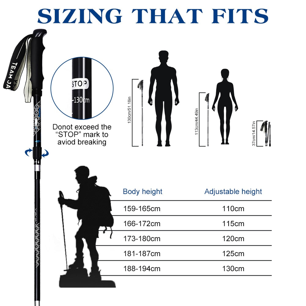 Foldable Aluminum Ultralight Trekking Poles  Hiking Sticks 2Pcs - PUPU