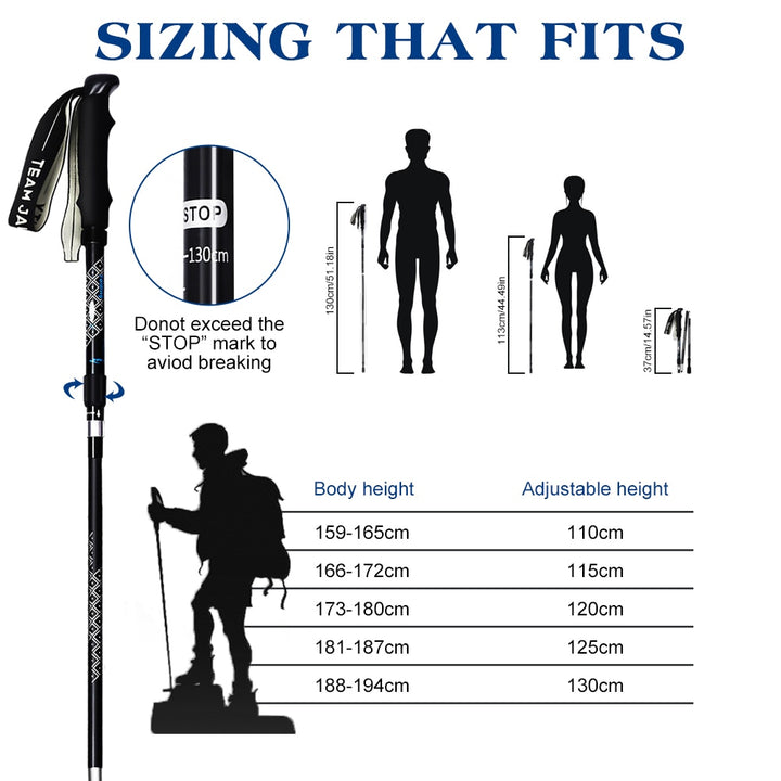 Foldable Aluminum Ultralight Trekking Poles  Hiking Sticks 2Pcs - PUPU