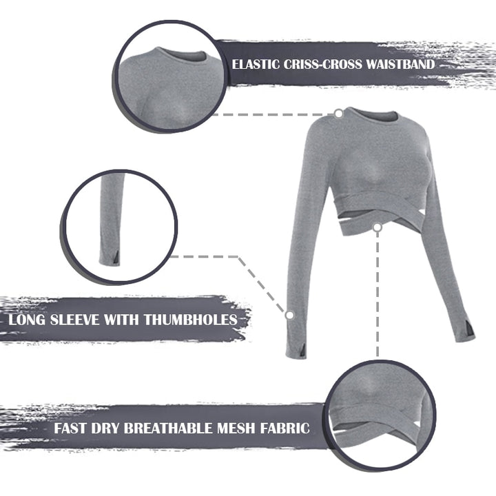 Women Long Sleeve Quick Dry Yoga Shirts - PUPU