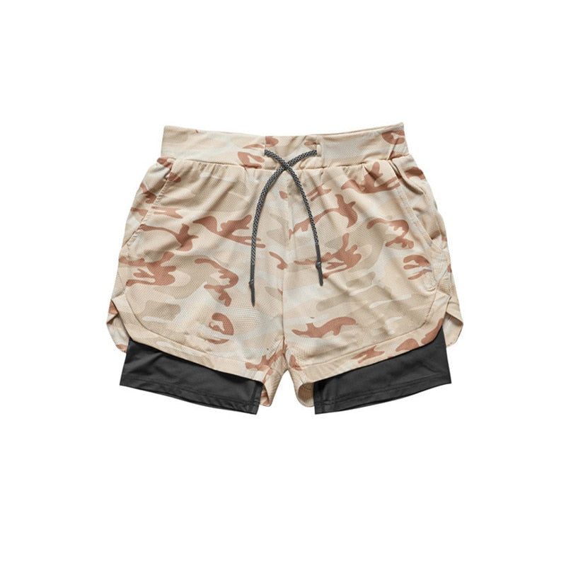 Men 2 In 1 Double-deck Quick-Dry Gym Sports Shorts - PUPU