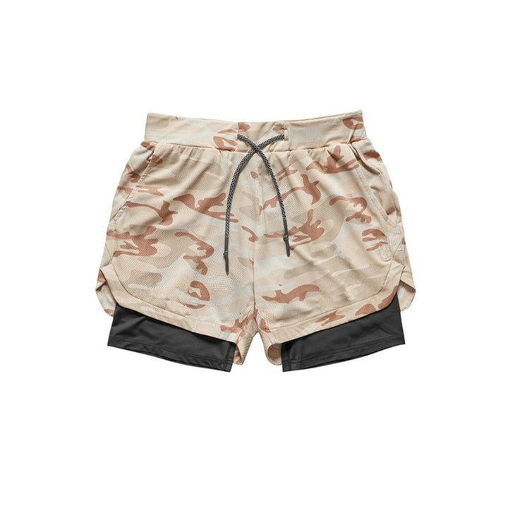 Men 2 In 1 Double-deck Quick-Dry Gym Sports Shorts - PUPU