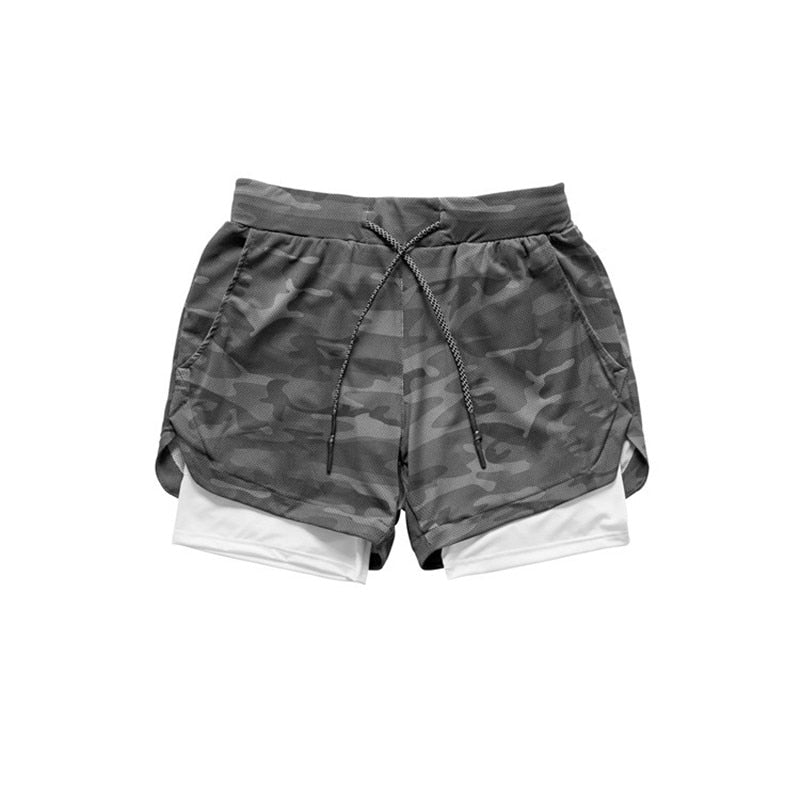 Men 2 In 1 Double-deck Quick-Dry Gym Sports Shorts - PUPU