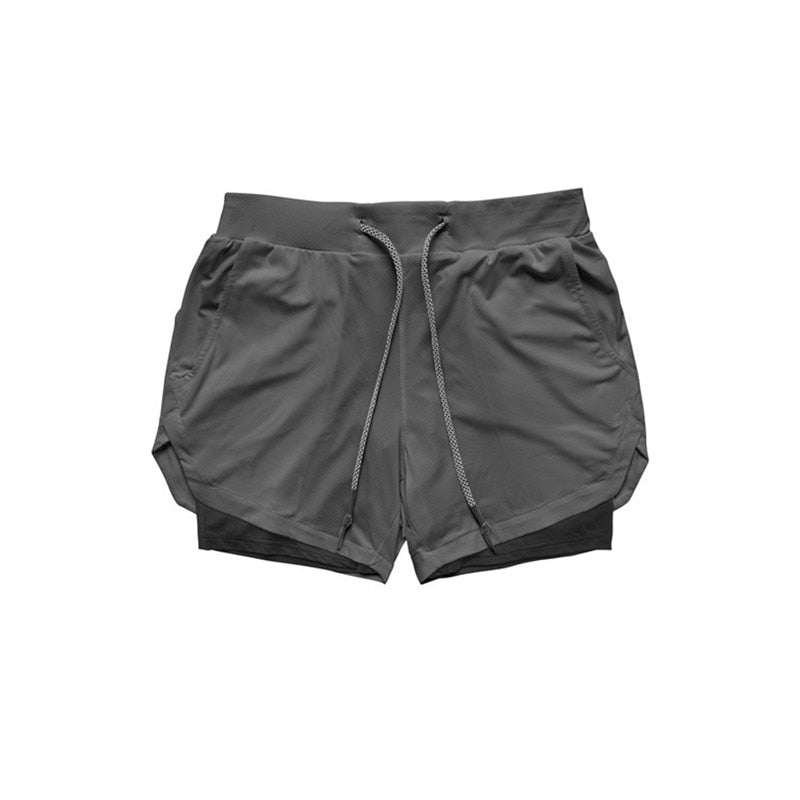 Men 2 In 1 Double-deck Quick-Dry Gym Sports Shorts - PUPU