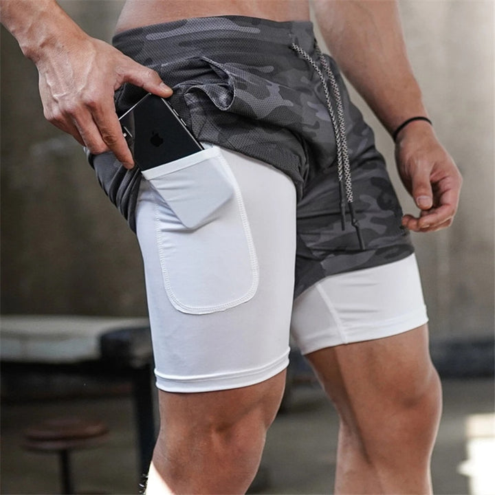 Men 2 In 1 Double-deck Quick-Dry Gym Sports Shorts - PUPU