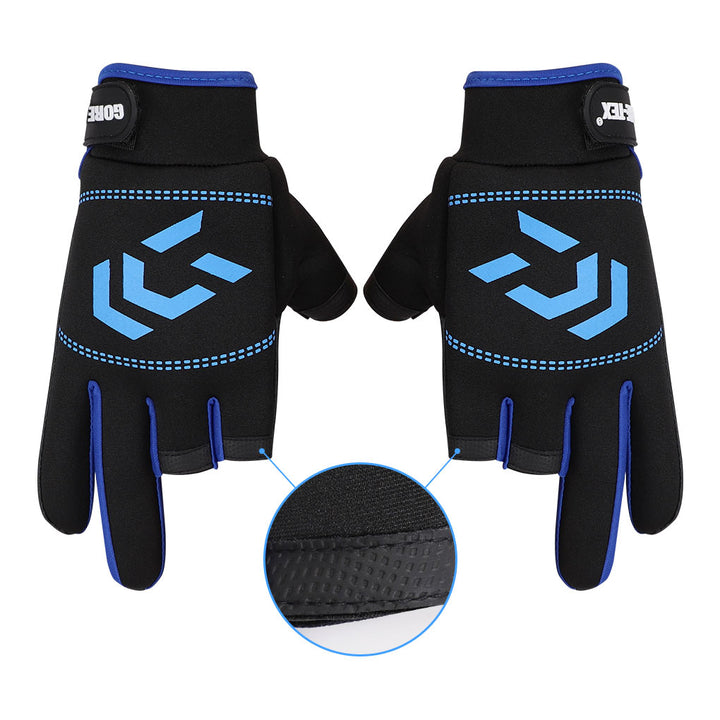 1 Pair Fishing Gloves Anti-slip 3 Cut Finger Angling SBR Gloves - PUPU