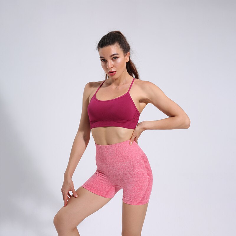 Women Summer Yoga Shorts Side Mesh Seamless Tight - PUPU