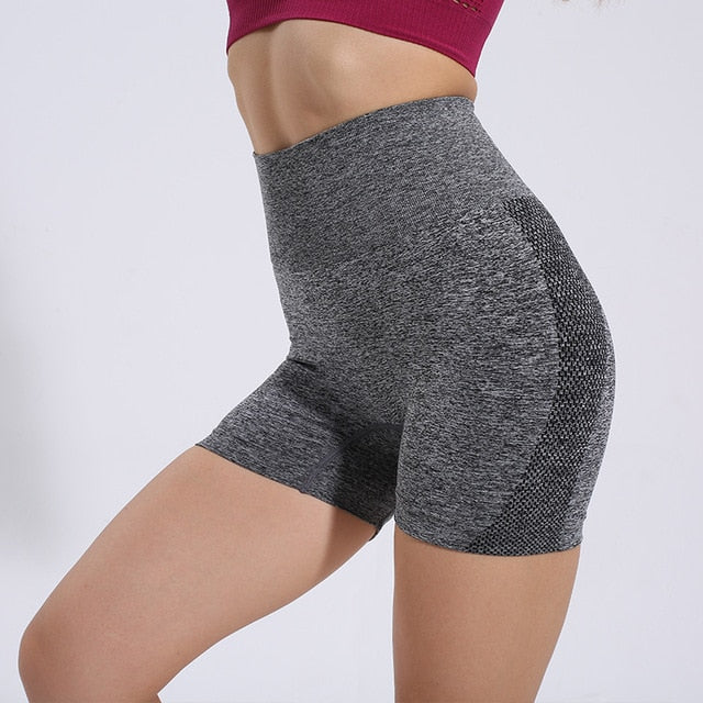 Women Summer Yoga Shorts Side Mesh Seamless Tight - PUPU