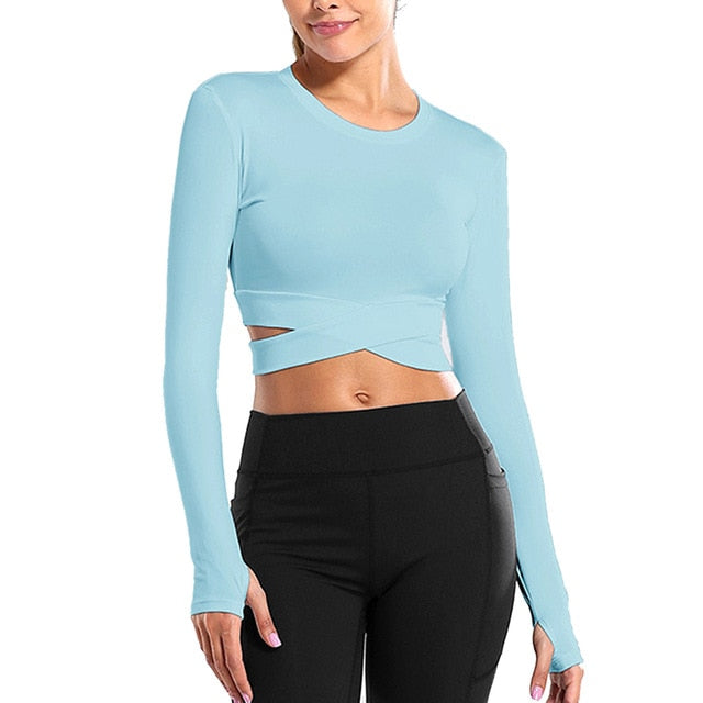 Women Long Sleeve Quick Dry Yoga Shirts - PUPU