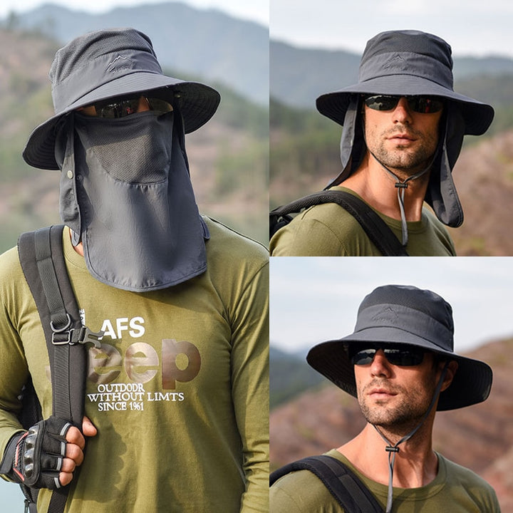 Fishing Hat UV Sun Protection Cap with Face Cover & Neck Flap - PUPU