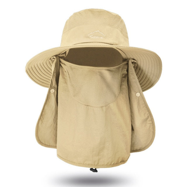 Fishing Hat UV Sun Protection Cap with Face Cover & Neck Flap - PUPU
