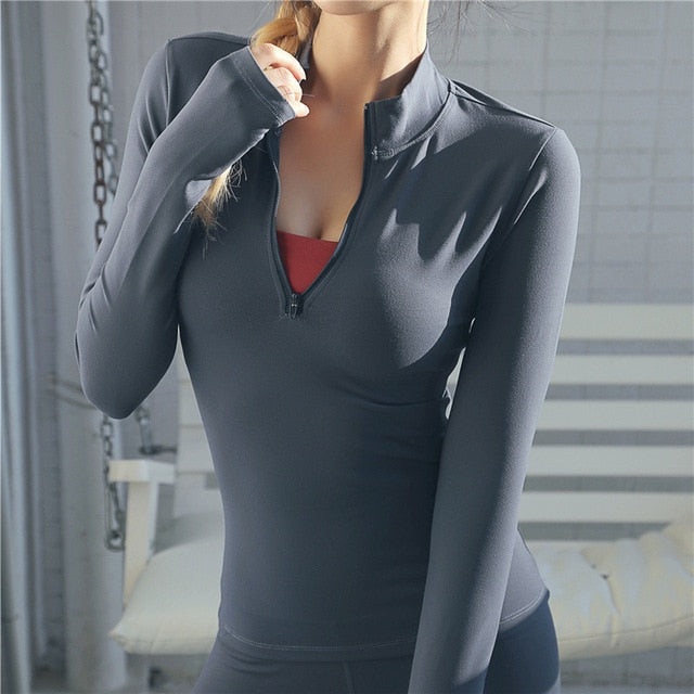 Long Sleeve Yoga Shirts Sports Top For Women - PUPU