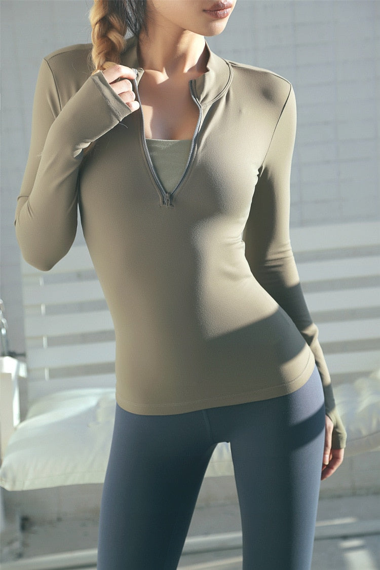 Long Sleeve Yoga Shirts Sports Top For Women - PUPU