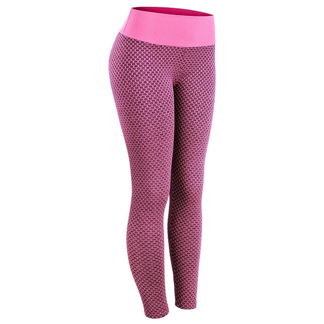 Women Grid Tights Yoga Pants Seamless High Waist Leggings - PUPU