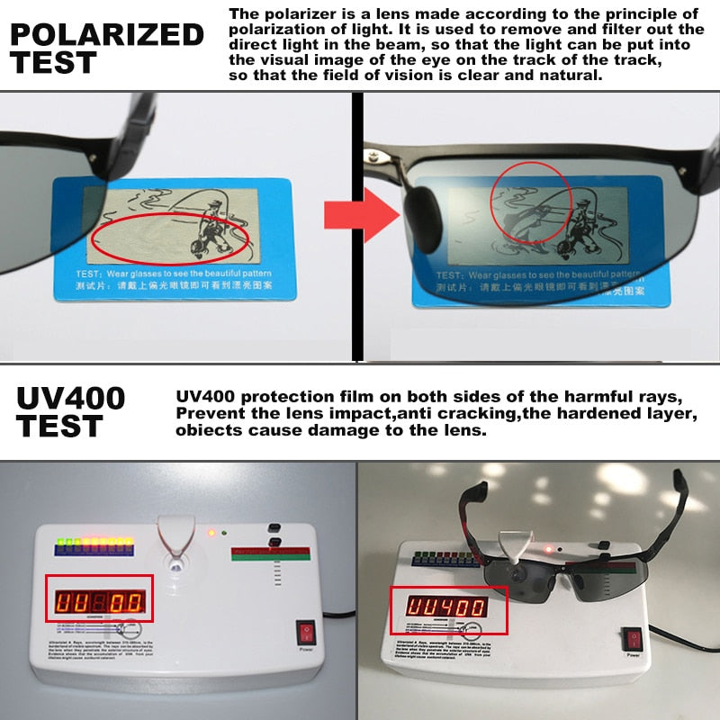 Aluminum Rimless Photochromic Sunglasses Men Polarized Day Night Driving Glasses - PUPU