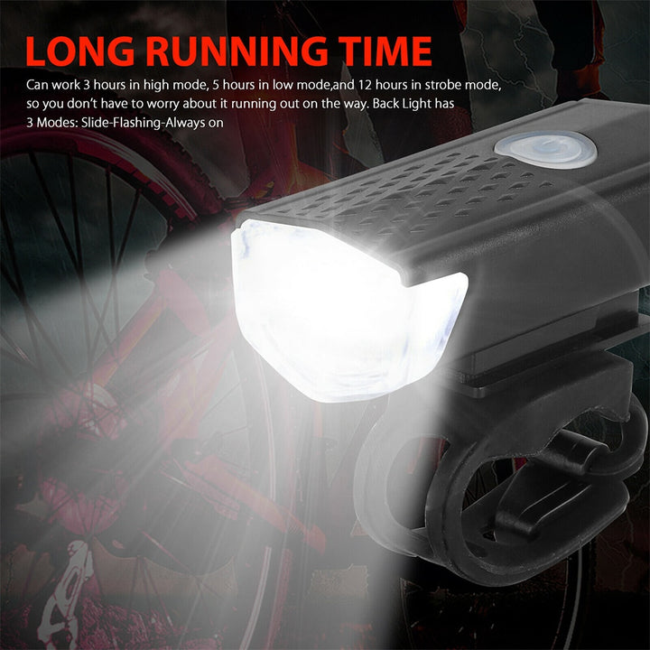 USB Rechargeable Bike Light Waterproof Bicycle Lamp Flashligh - PUPU
