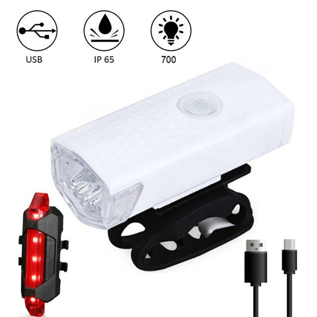 USB Rechargeable Bike Light Waterproof Bicycle Lamp Flashligh - PUPU