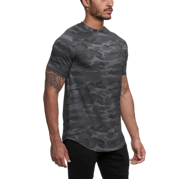 Men Short Sleeve Slim Fit Workout T-Shirt - PUPU