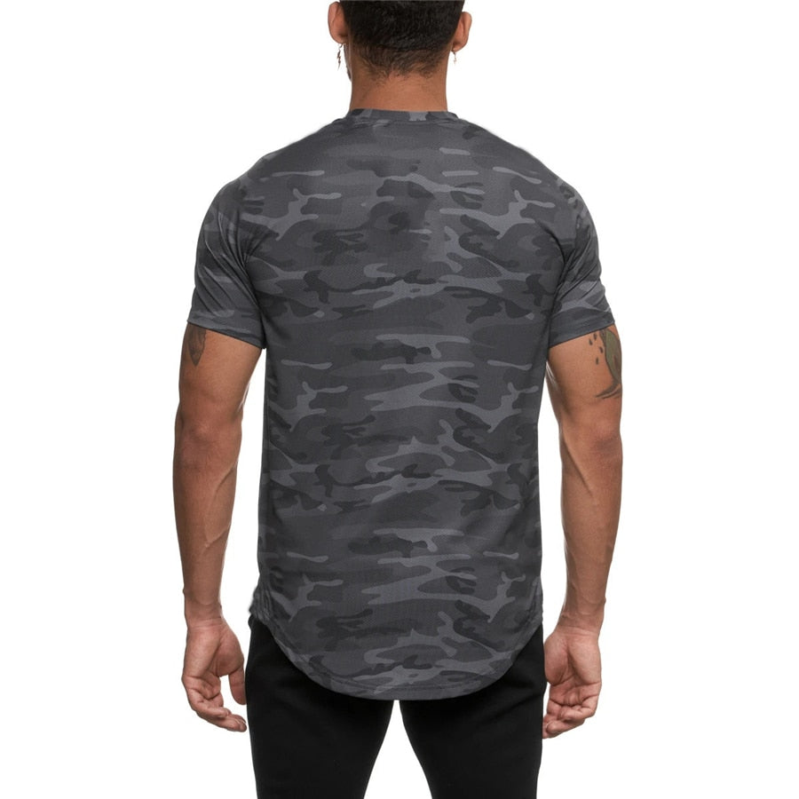 Men Short Sleeve Slim Fit Workout T-Shirt - PUPU