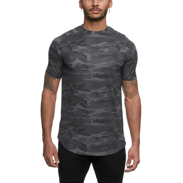 Men Short Sleeve Slim Fit Workout T-Shirt - PUPU