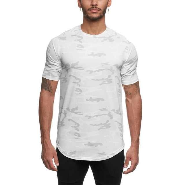 Men Short Sleeve Slim Fit Workout T-Shirt - PUPU