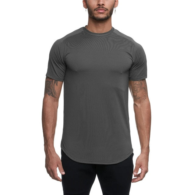 Men Short Sleeve Slim Fit Workout T-Shirt - PUPU