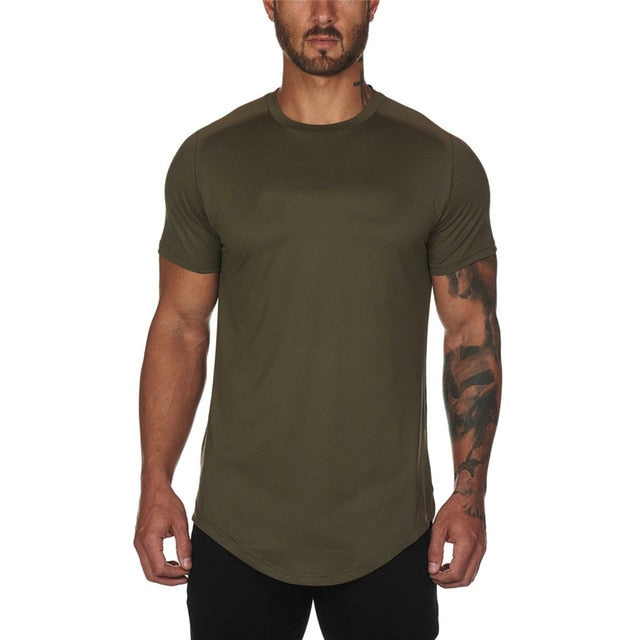Men Short Sleeve Slim Fit Workout T-Shirt - PUPU