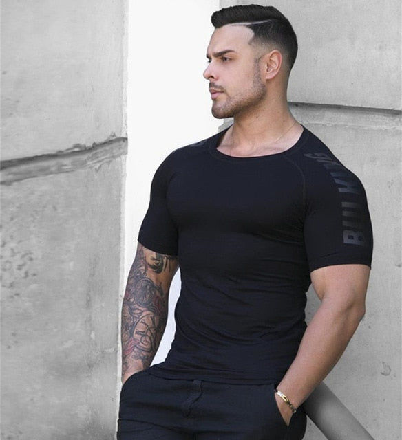 Men Compression T-shirt Sporting Skinny Tee Shirt - PUPU