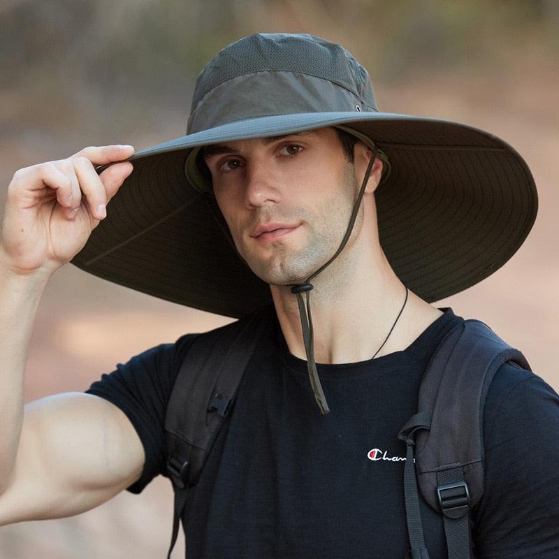 Super Wide Fisherman Hat Solid Waterproof Sun Hat Fishing Cap - PUPU